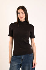 Load image into Gallery viewer, Maglia a mezze maniche con micro paillettes