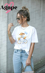 Load image into Gallery viewer, T-shirt donna bassotto in bici