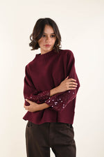 Load image into Gallery viewer, Maglia con maniche decorate da paillettes