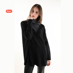 Carica l'immagine nel visualizzatore di Gallery, Maxi maglione doppio collo e scollo a V