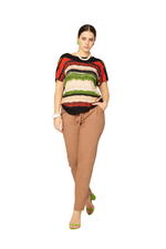 Carica l'immagine nel visualizzatore di Gallery, Pantalone elasticizzato Lisa Kott curvy style, color tabacco.