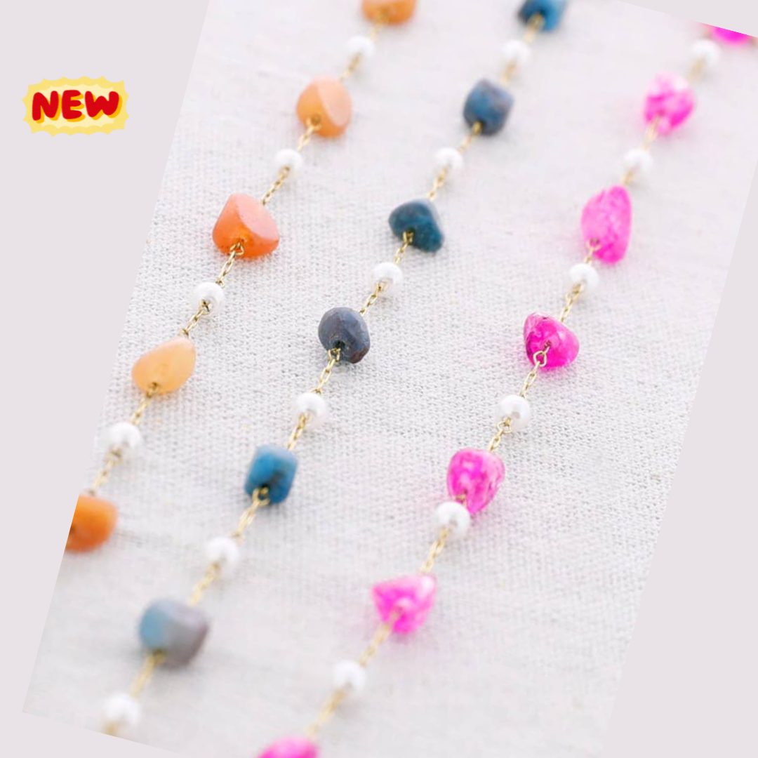 Collana in acciaio con pietre di perle