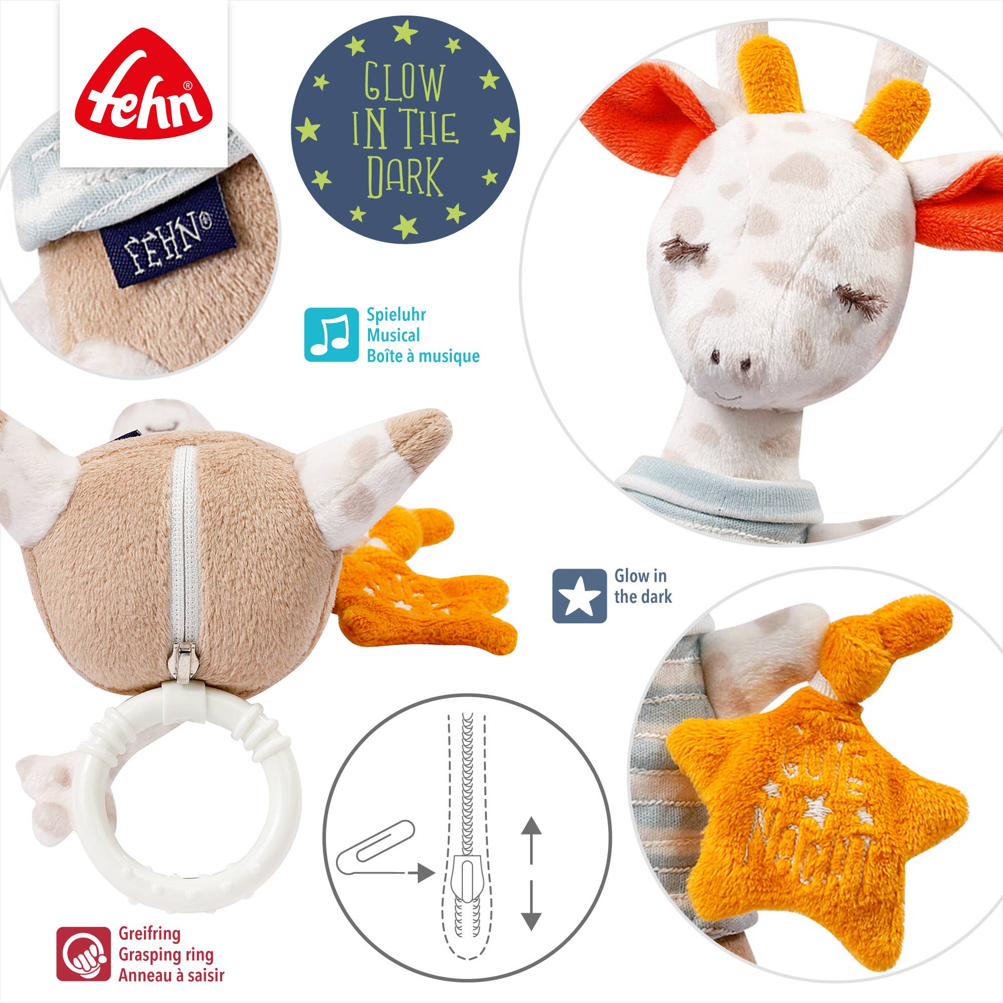 Peluche e mini carillon con giraffa