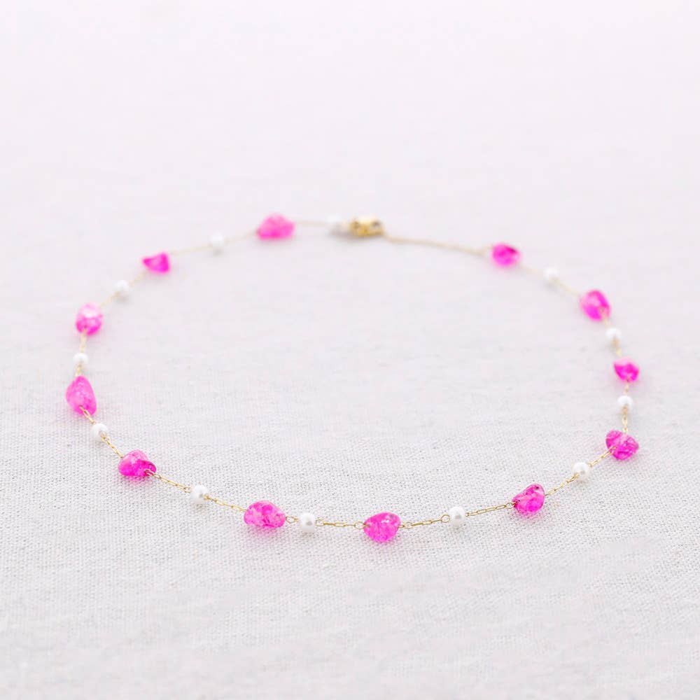 Collana in acciaio con pietre di perle