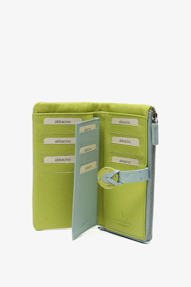 Portafoglio grande in pelle con stampa verde