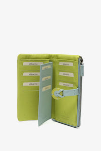 Portafoglio grande in pelle con stampa verde