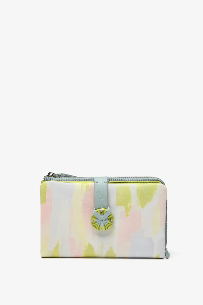 Portafoglio medio in pelle con stampa verde