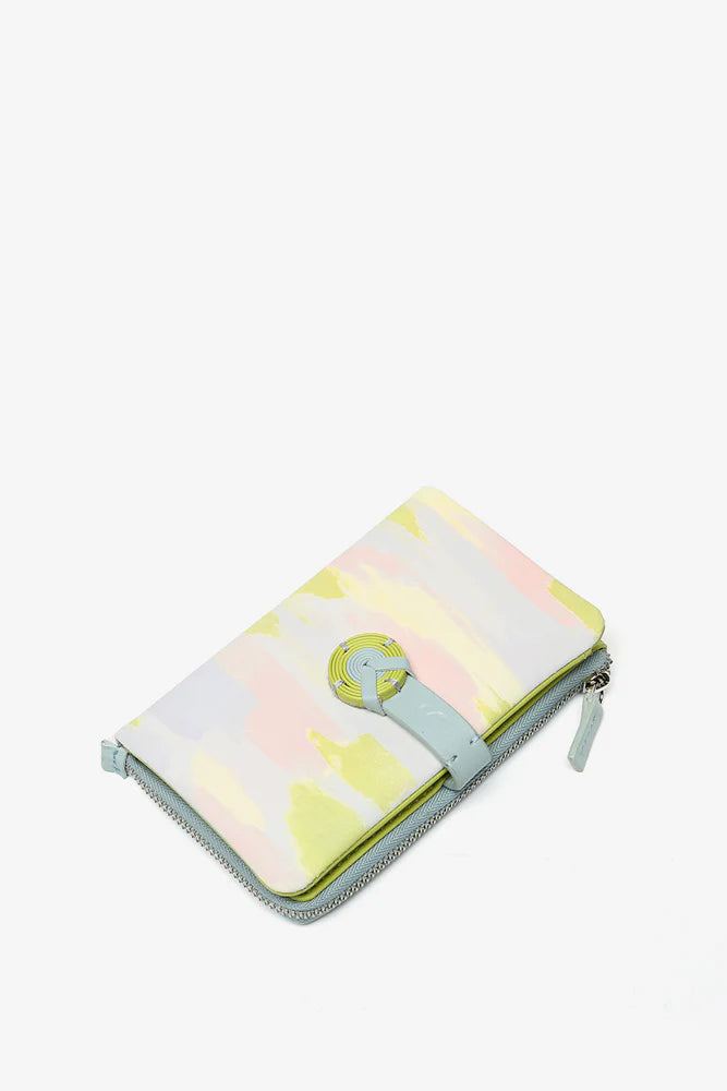 Portafoglio medio in pelle con stampa verde
