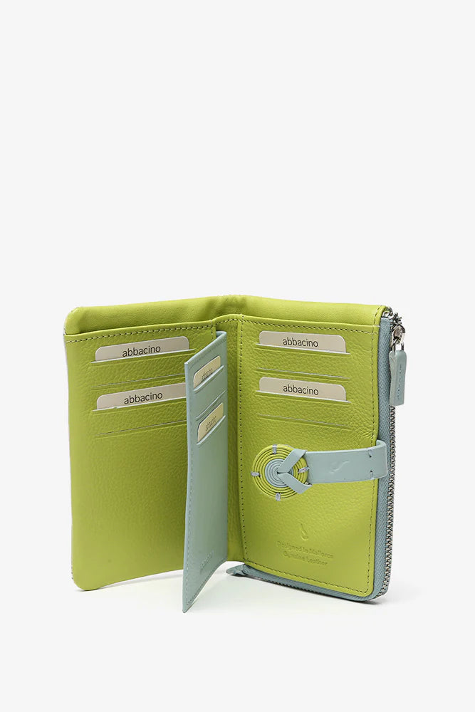 Portafoglio medio in pelle con stampa verde