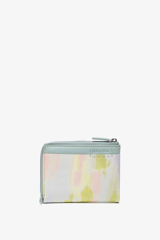 Portafoglio piccolo in pelle con stampa verde