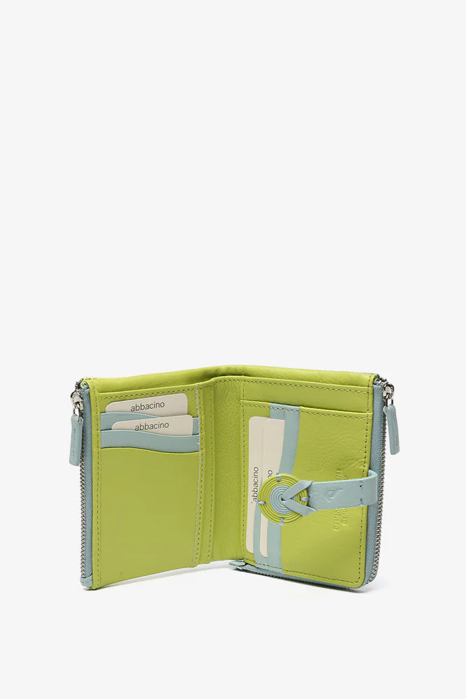 Portafoglio piccolo in pelle con stampa verde