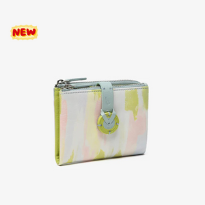 Portafoglio piccolo in pelle con stampa verde
