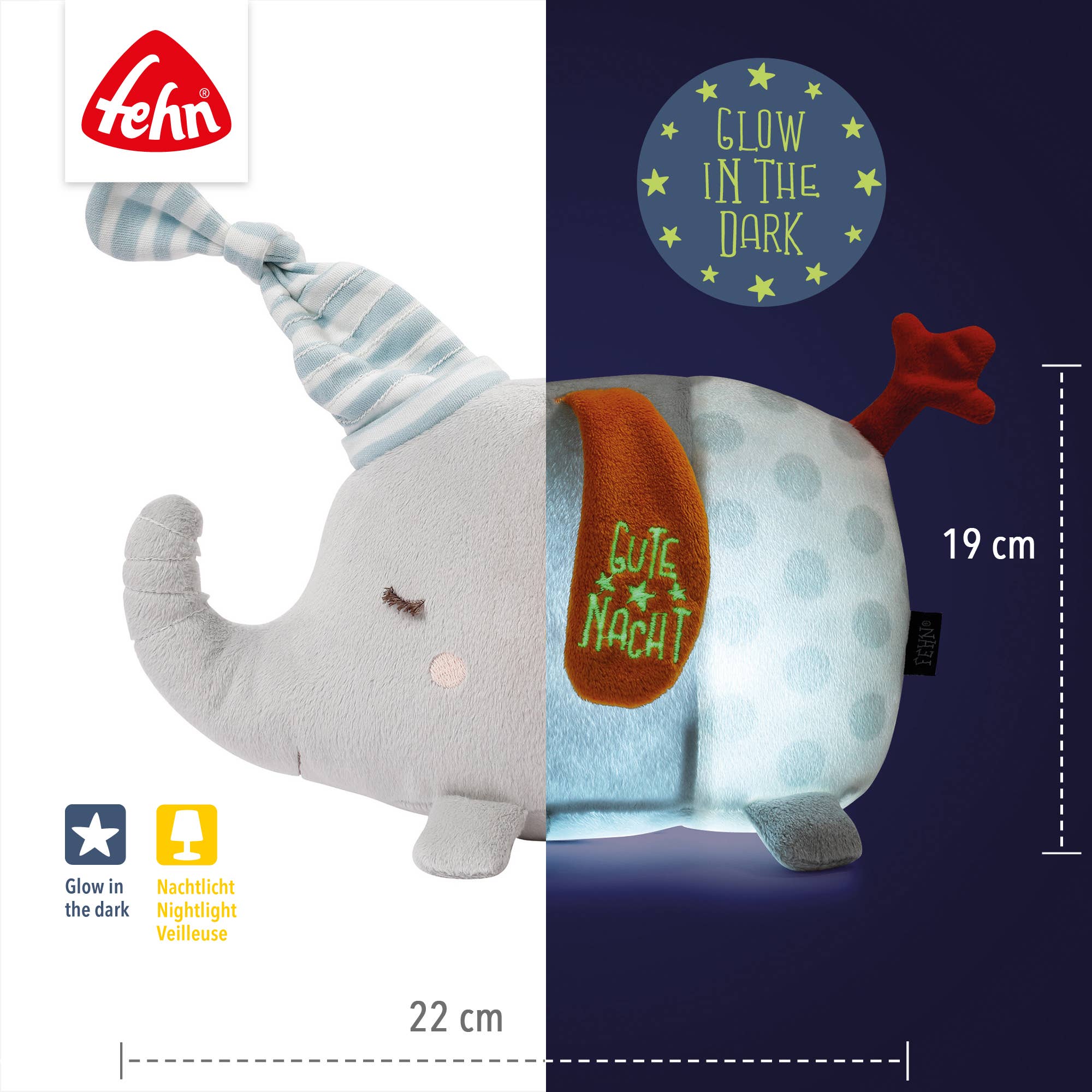 Lampada a peluche notturna a forma di elefante