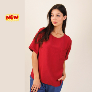 T-shirt con tasca effetto stropicciato