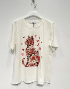 T-Shirt "gatto floreale"