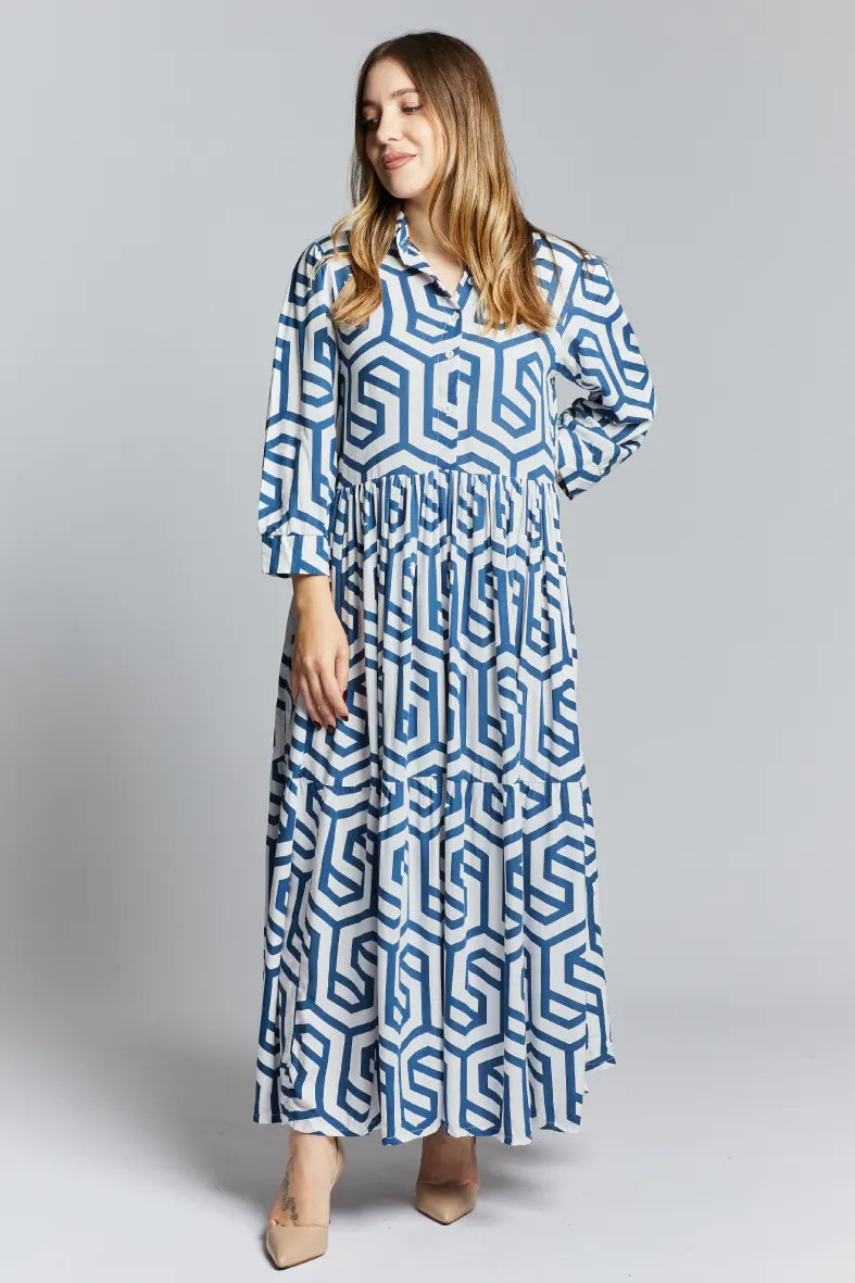 Vestito lungo con manica a 3/4