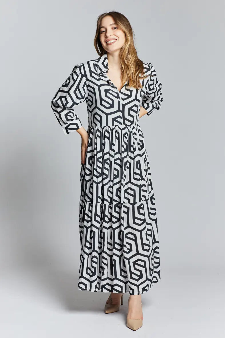 Vestito lungo con manica a 3/4