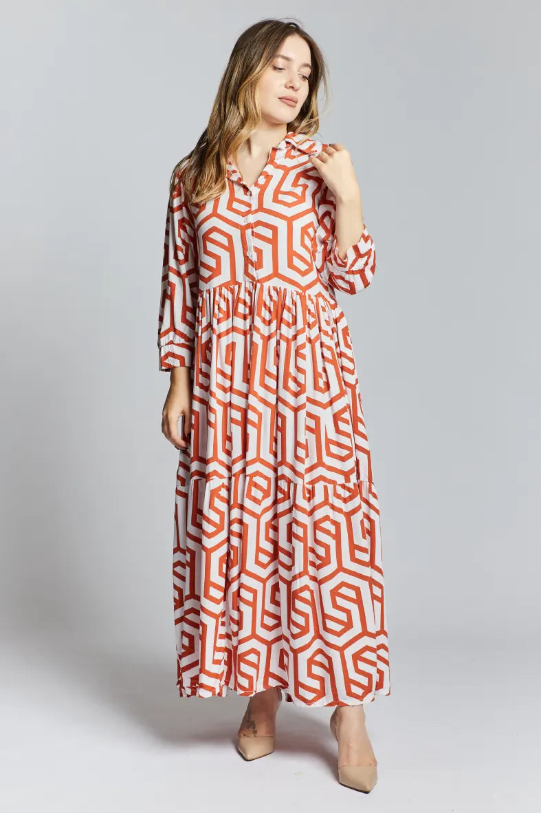 Vestito lungo con manica a 3/4