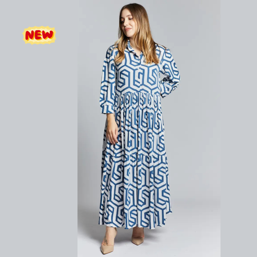 Vestito lungo con manica a 3/4