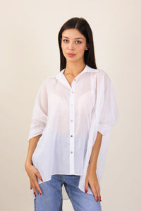 Camicia semitrasparente in cotone