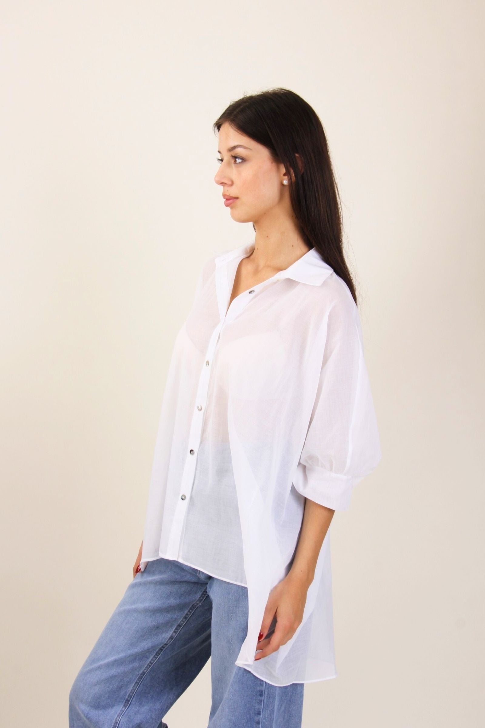 Camicia semitrasparente in cotone