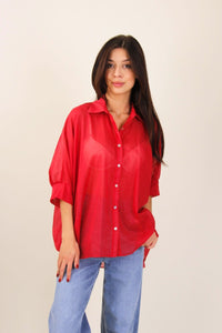 Camicia semitrasparente in cotone
