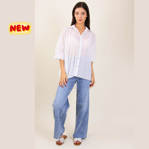 Camicia semitrasparente in cotone