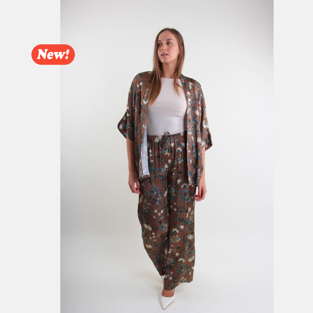 Pantaloni palazzo con stampa floreale