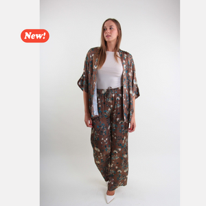 Pantaloni palazzo con stampa floreale