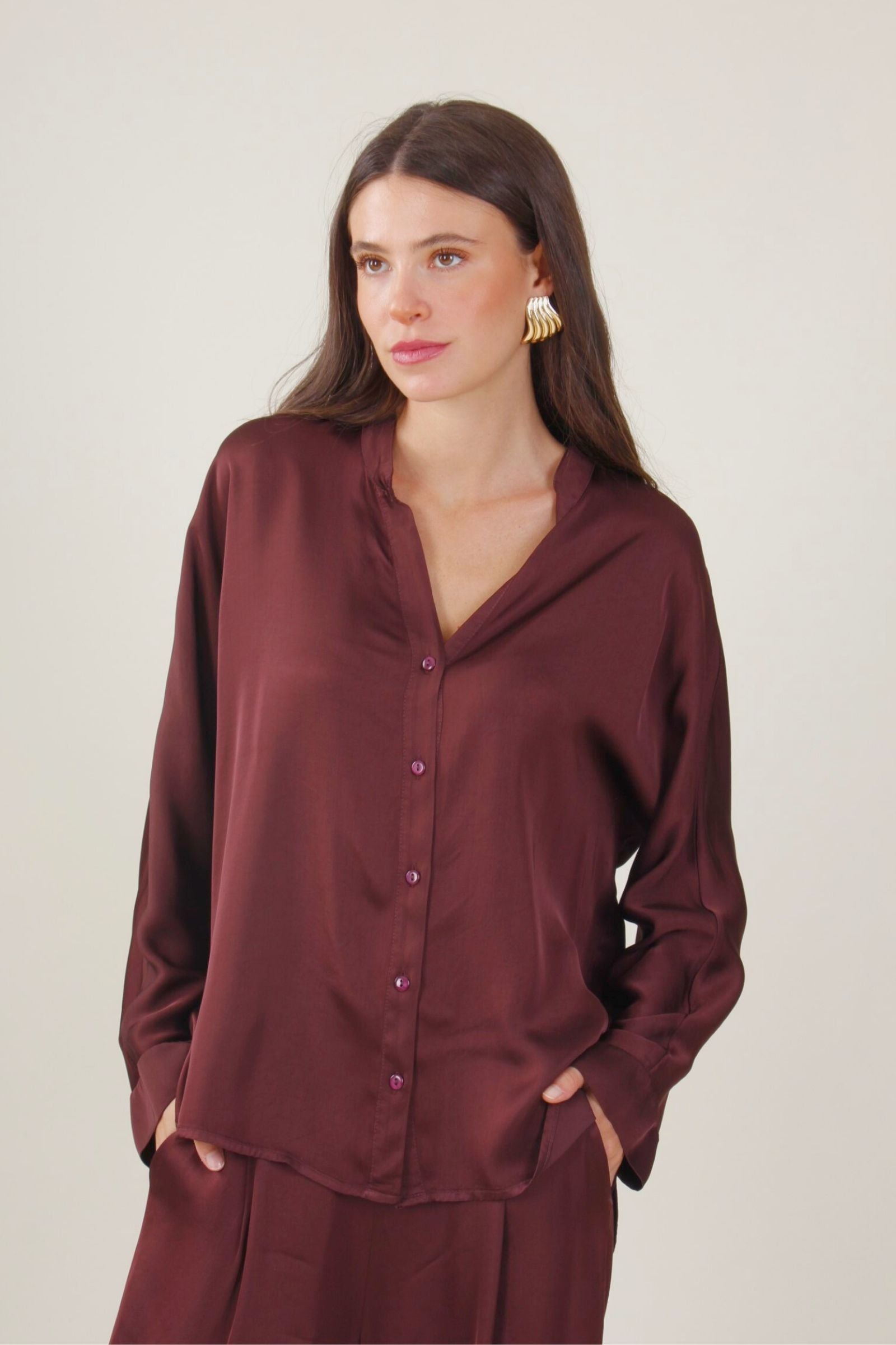 Camicia satin alla coreana