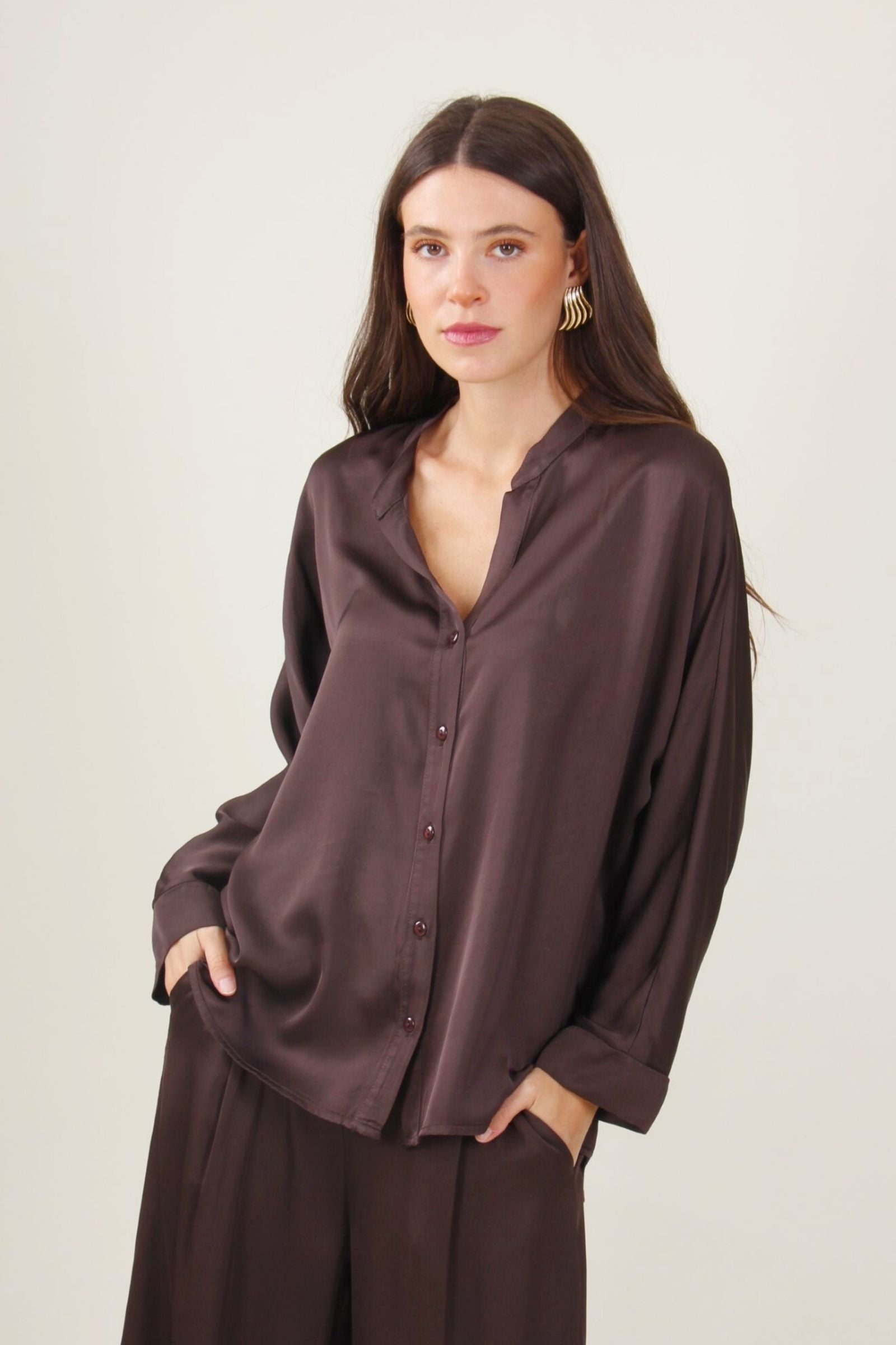 Camicia satin alla coreana