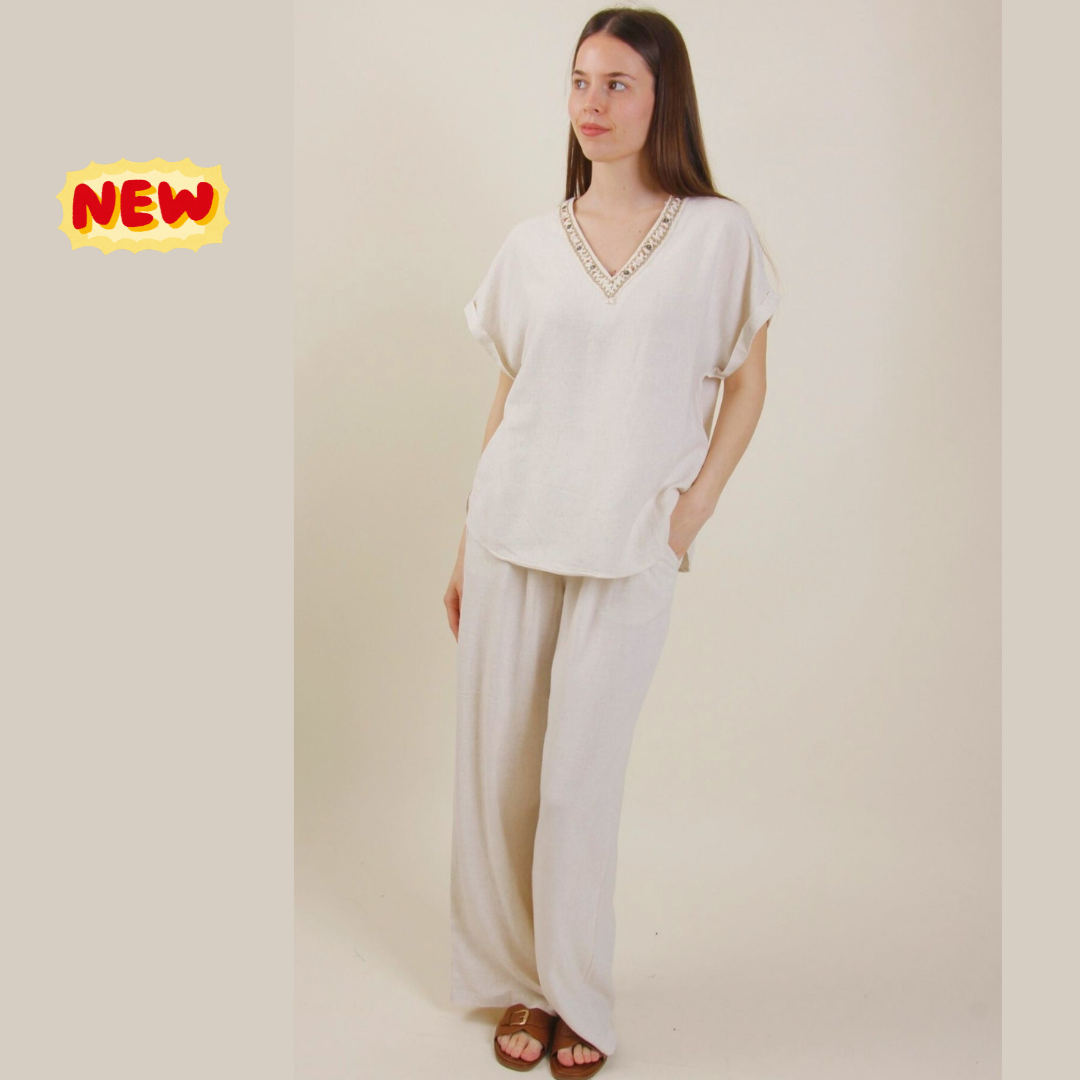 Blusa di lino scollo a V