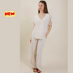 Carica l&#39;immagine nel visualizzatore di Gallery, Blusa di lino scollo a V
