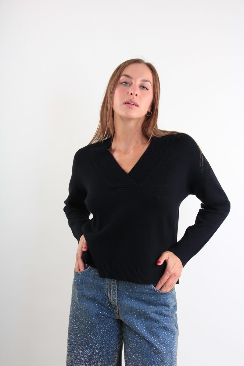 Maglia con finiture a coste