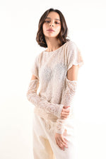 Carica l'immagine nel visualizzatore di Gallery, Maglia in pizzo con maniche removibili
