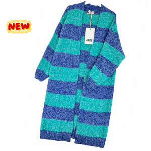 Cardigan rigato lungo