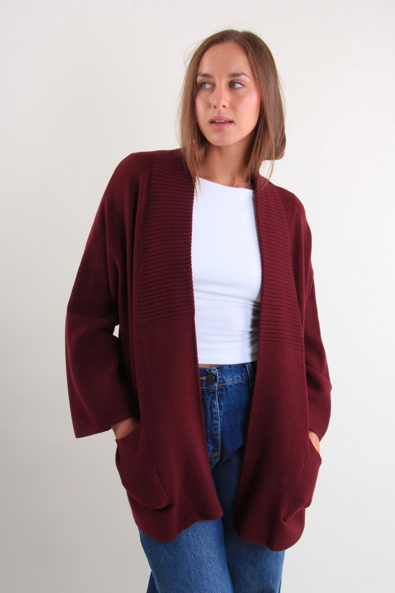 Cardigan con scollo a costine