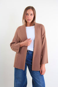 Cardigan con scollo a costine