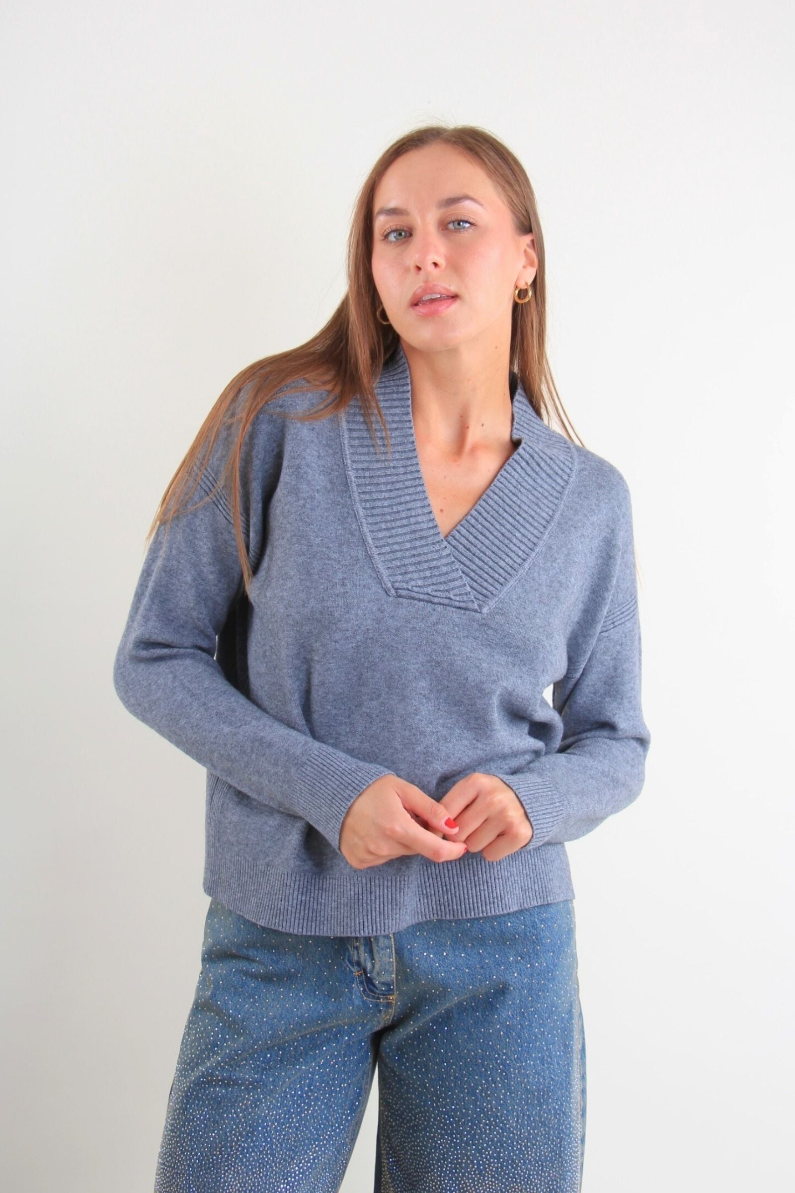 Maglia con finiture a coste