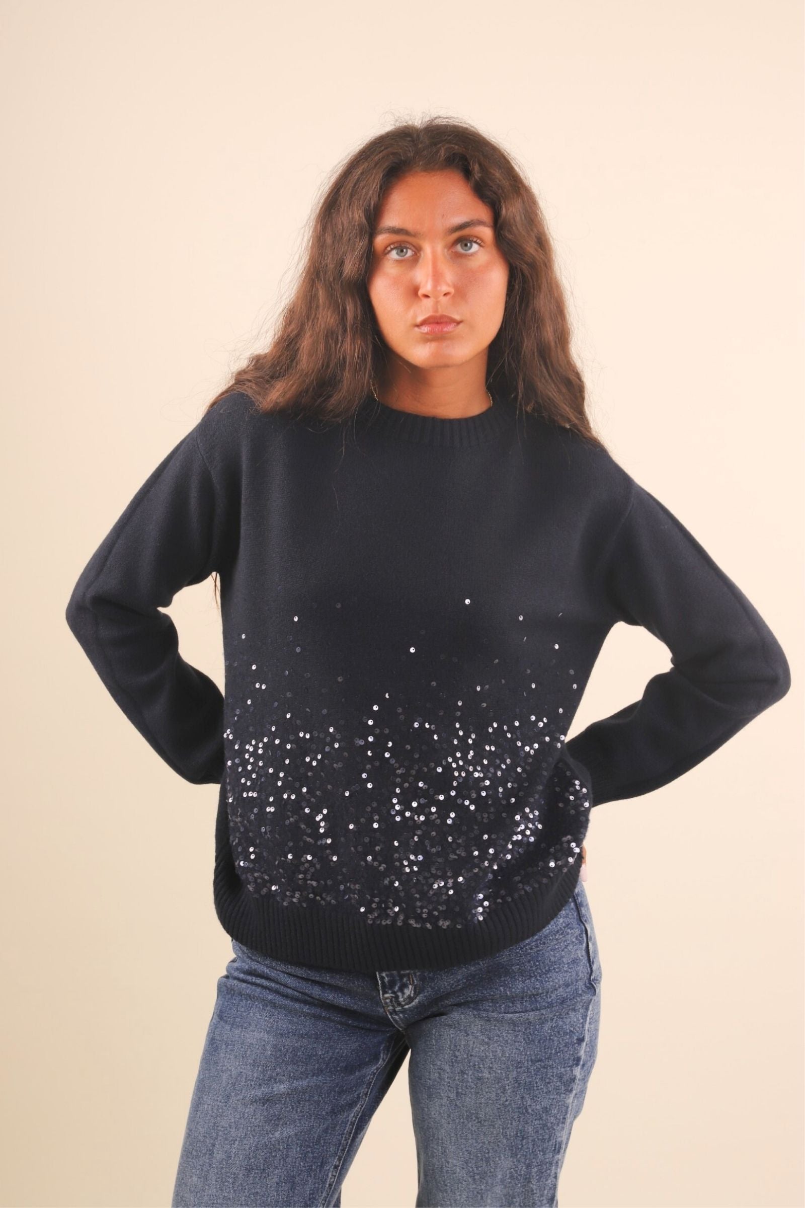 Maglione con pailettes degradè