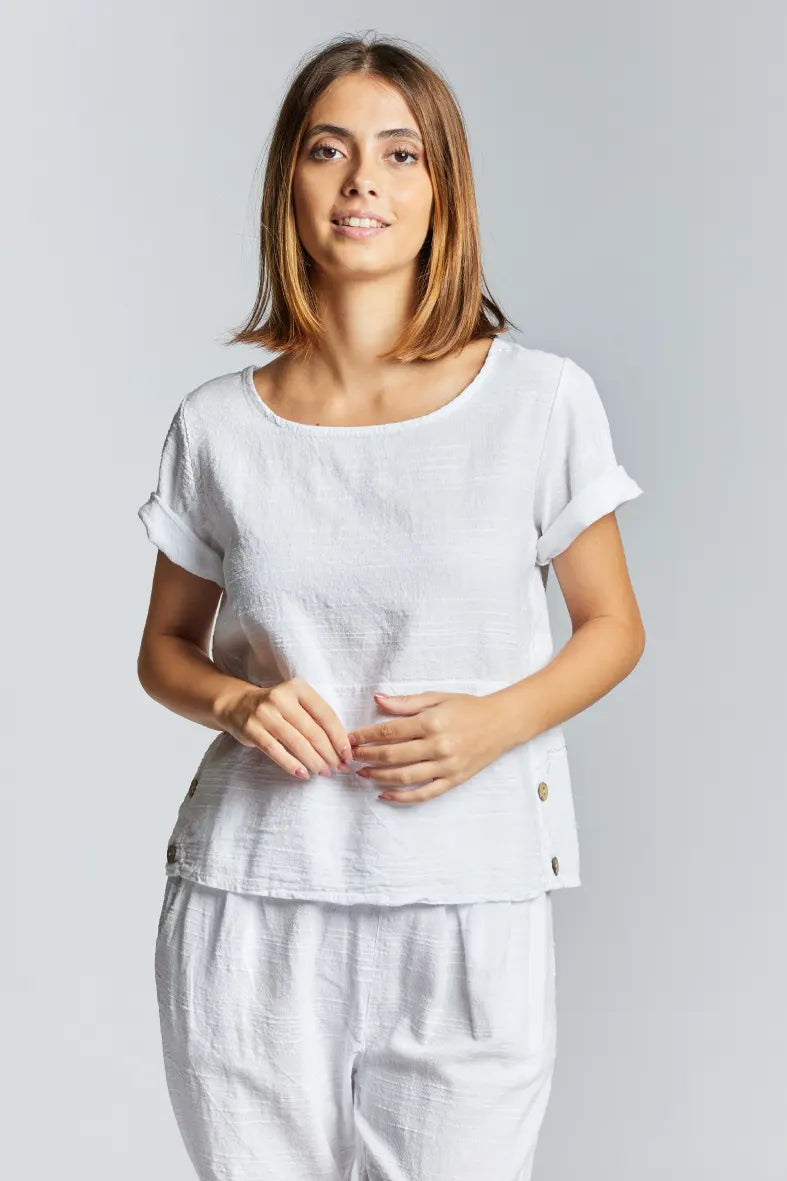 Maglia in lino con bottoni