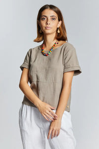 Maglia in lino con bottoni