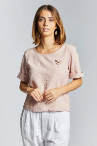 Maglia in lino con rosellina