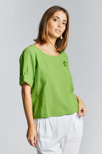 Maglia in lino con rosellina