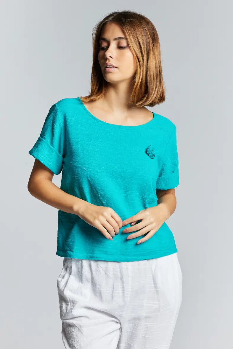Maglia in lino con rosellina