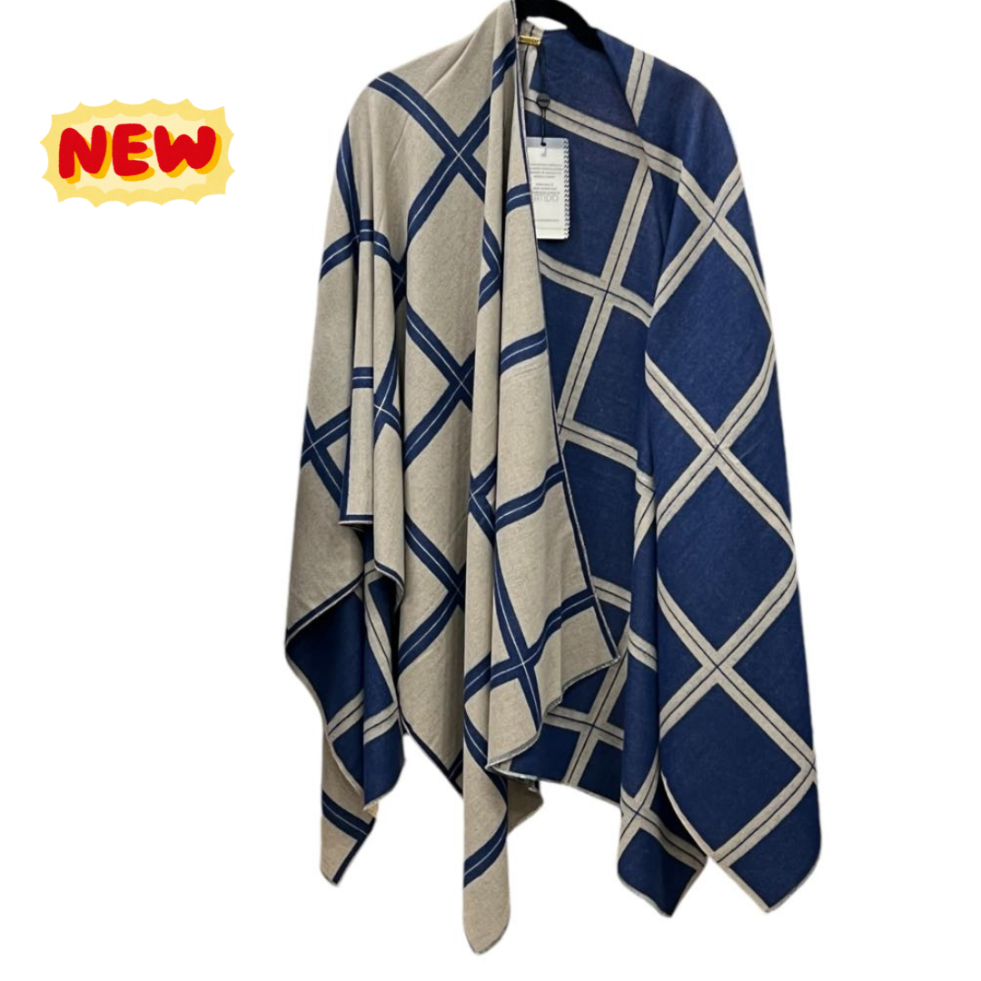 Poncho double face quadrati