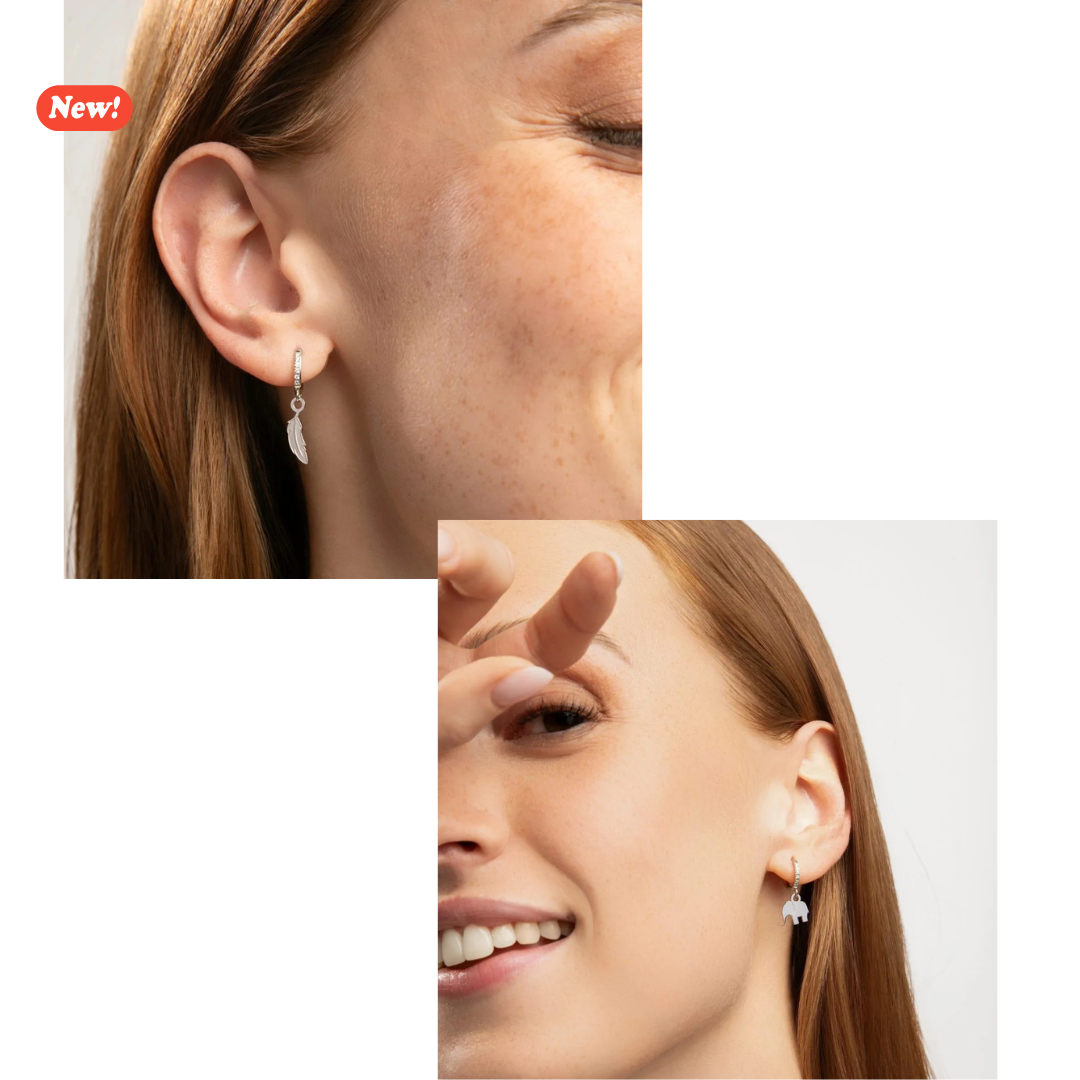 Orecchini anelle “La piuma magica e l’elefante”