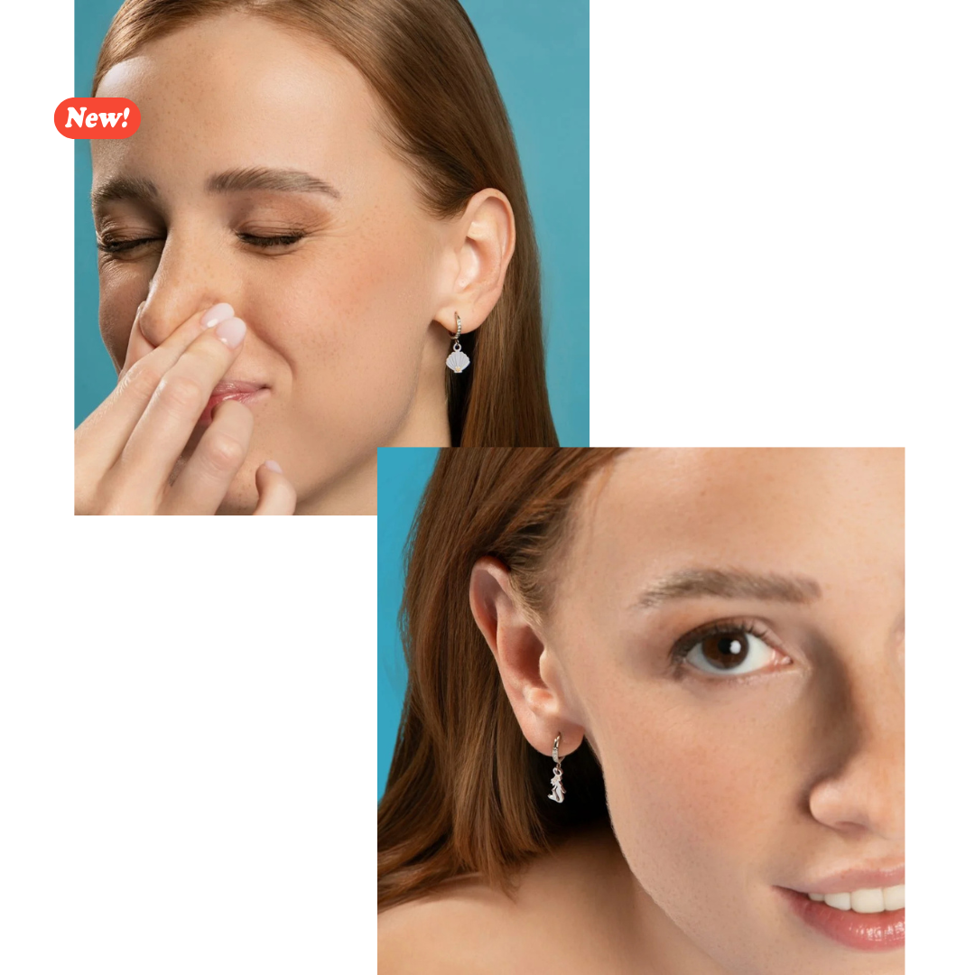 Orecchini anelle “La Sirenetta e la sua conchiglia”