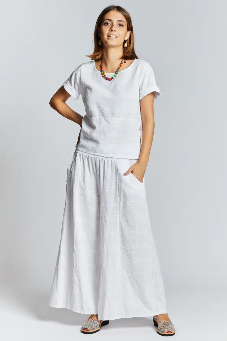 Pantaloni in lino gamba larga