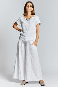 Pantaloni in lino gamba larga